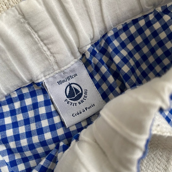 Petit Bateau blue gingham shorts, sz 18 months - Picture 2 of 3